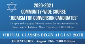 2020-2020 Community-Wide Course "Judaism for Conversion Candidates"